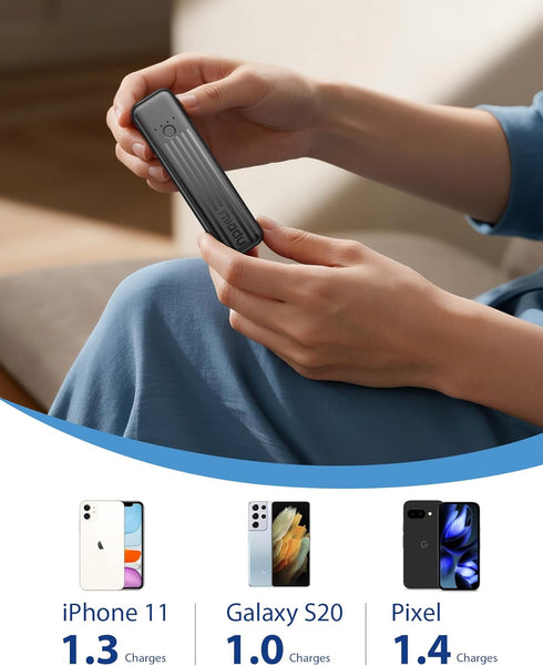 Miady 2-Pack Small Portable Charger, 5000mAh Mini Battery Pack 3.45oz Lightweight Power Bank 5V/2.4A Output & 5V/2A Input Compatible with iPhone, ...