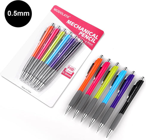 0.5MM Mechanical Pencil Set, Lead Pencils 0.5mm for Student and Artist Drawing, Sketching, Drafting, Pack of 6 Pieces...