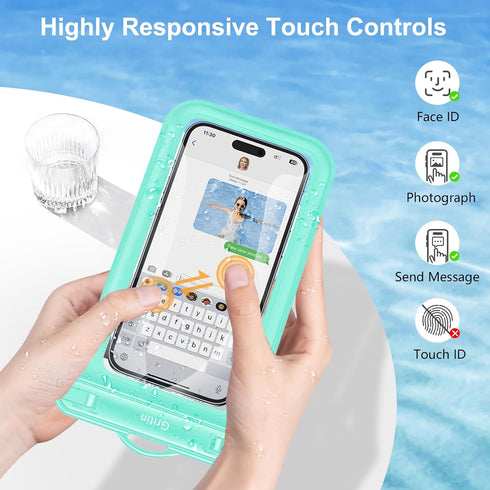 Gritin Waterproof Phone Pouch,2Pack IPX8 Waterproof Phone Case Bag for Swimming,Adjustable Lanyard Underwater Phone Dry Bag for iPhone 15 14 13 12...