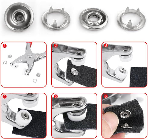 Press Stud Pliers Heavy Duty - 120 Pcs Buttons+1 Pliers+1 Punch Tool 120 Sets Mix Colors Metal Prong Snap Buttons Fasteners Press Studs and Plier ...