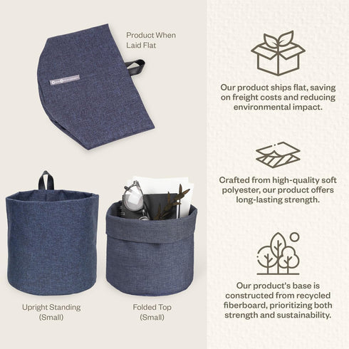 Bigso Box of Sweden Soft Hang Around Hanging Storage Basket Small | For Organizing Everyday Necessities | Collapsible Wall Hanging Storage Basket ...