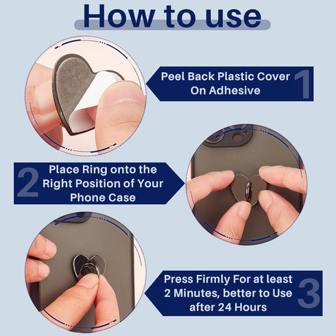 6 Pcs Cell Phone Ring Holder Stand Phone Ring Holder Adhesive Metal Phone Finger Grip Universal Ring Holder for Cell Phone Tablet, Sticky Phone Ch...
