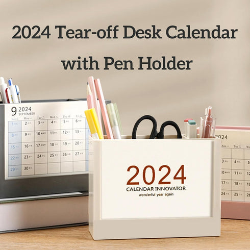 Pen Holder 2024 Desk Calendar for Desk Office Storage Study Room School, Fresh Pencil Holder With Calendar, Pen Cup Pen Hilder Pencil Desk Holder ...