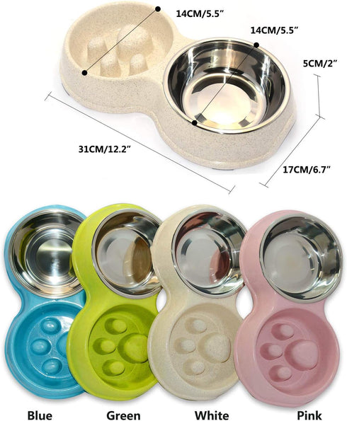 Dog Slow Eating & Drinking Bowl,Stainless Steel Interactive Slow Feed Dog Bowl for French Bulldog,Slow Down Eating Eco-Friendly pet Bowl for Frenc...