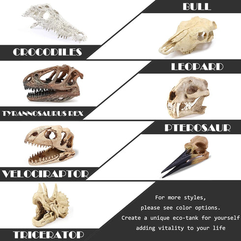 Skull Fish Tank Decorations Dinosaur Bones Snake Hideout Cave Animal Reptile Ornament Halloween Décor for Terrarium Aquarium Large Betta Tarantula...
