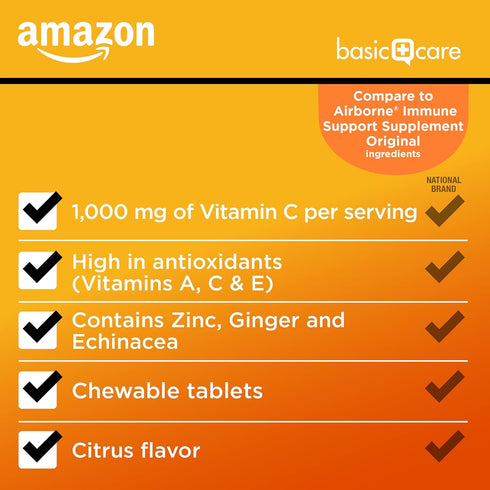 Amazon Basic Care Immune Support Citrus Chew Tablets, 116 Count...