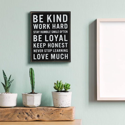 Be Kind Wooden Box Signs with Positive Quotes Sayings Inspirational Desk Decor Family Motivational Signs with Quotes for Farmhouse Office Employee...