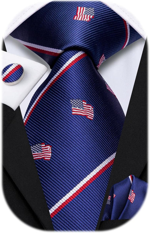 Dubulle Mens Tie Set Solid Paisley Silk Striped Necktie for Men with Cufflinks Tie and Pocket Square...