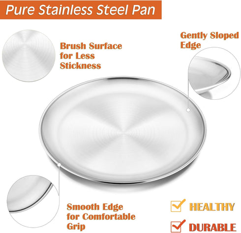 P&P CHEF 12 Inch Pizza Pan, Stainless Steel Round Baking Tray Metal Serving Dish for Home, Restaurant, Outdoor, Non-toxic & Healthy, Oven Safe & D...