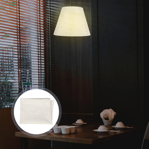 Uonlytech Lamp Shade Linen Pre-cut Round Craft Diy Making Cover Lampshade Material Fabric Floor Styrene Light Shade Cloth Desks White for Re Repla...