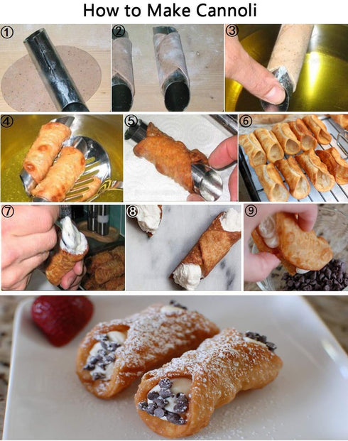 Stainless Steel Cream Horn Molds - 21 Pcs, Cannoli Form Tubes, Croissant Baking Molds with Cleaning Brush...