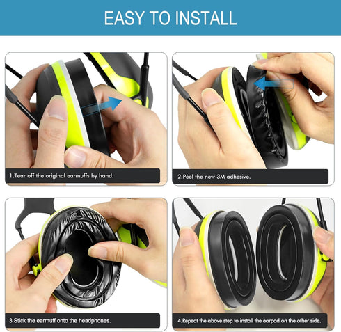 Gel Ear Pads for 3M WorkTunes Connect Hearing Protector, Gel Ear Seals for ZOHAN EM042/ 033, Cooling Gel Ear Pads Earmuff Cushions Compatible with...