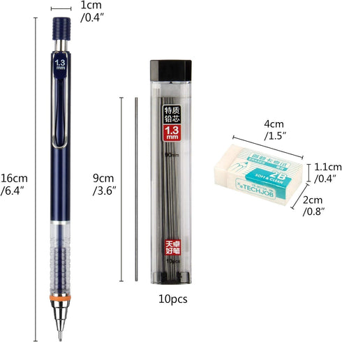 mechanical pencil 1.3mm HB lead pencils with refills and erasers sturdy lead Comfortable grip comfortble for writing...