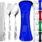 20PCS Premium Travel Utensils With Case, Stainless Steel Reusable Portable Utensils Set With Case, Lengnoyp Travel Silverware Set With Case for Lu...