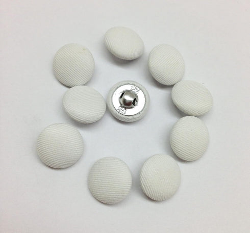 PEPPERLONELY 10PC 15mm Fabric Cloth Covered with Metal Shank Round Buttons, White...