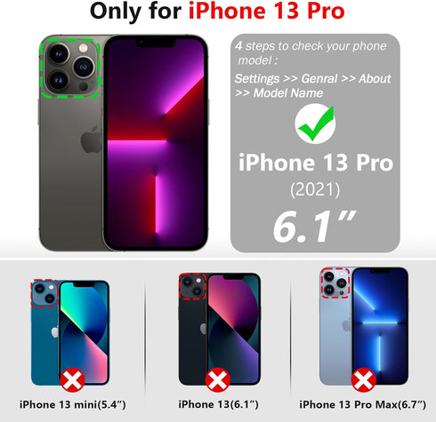 Varikke for iPhone 13 Pro Wallet Case Detachable with Card Holder for Women, Fashion Glitter PU Leather Strap Strong Magnetic Flip Wallet Removabl...