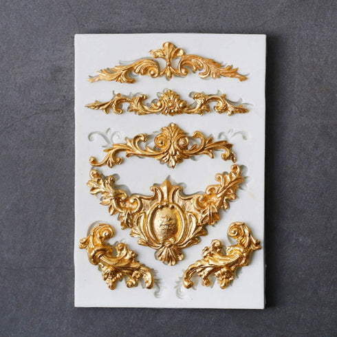 3 Pieces Baroque Fondant Molds Scroll Border Lace Silicone Molds Curlicues Gum Paste Candy Chocolate Molds for Cake Decorating Sugar Craft Polymer...