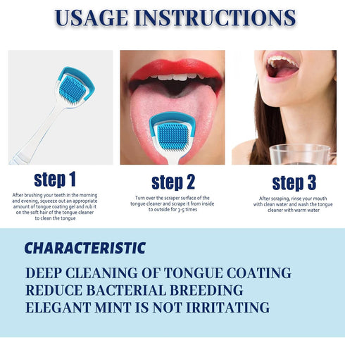 Tongue Cleaning Gel Set, Tongue Cleaner Gel with Tongue Brush, Tongue Scraper Scrubber for Adults with Cleaning Gel, Easy to Use for Adults Kids...