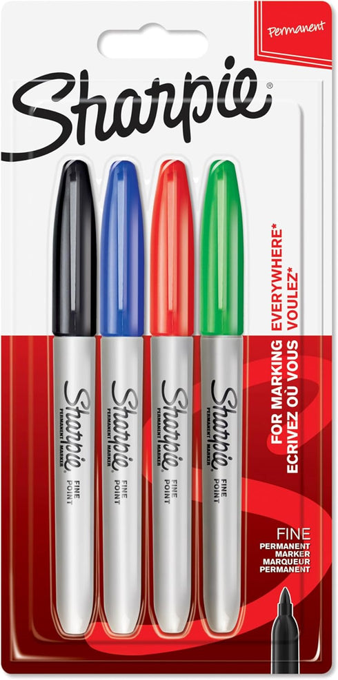Sharpie Permanent Markers | Fine Point | Assorted Standard Colours | 4 Count...