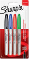 Sharpie Permanent Markers | Fine Point | Assorted Standard Colours | 4 Count...