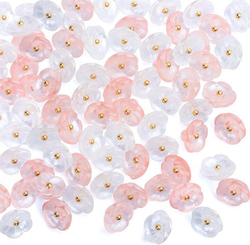 PAGOW 100pcs Flower Buttons Sew On with Shank, 11.7mm Cute Transparent Button Embellishments for Decoration Handmade Craft, for Clothes, Sewing (0...