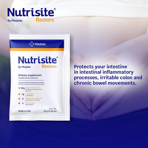 Nutrisite Restore Powder for Wound Healing Support, includes Whey Isolate Protein, L-Glutamine, Vitamins A, C, and Zinc – Gluten and Sacarose Free...