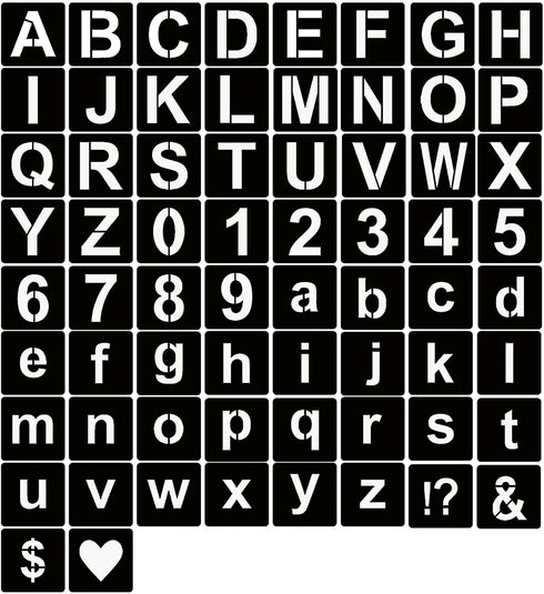 4 Inch Letter Stencils Symbol Numbers Craft Stencils, 66 Pcs Reusable Plastic Alphabet Templates for Painting on Wood, Wall, Fabric, Rock, Glass, ...