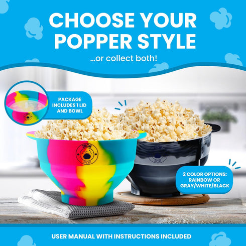 Microwavable Silicone Popcorn Popper- BPA Free- 100% Food grade Silicone, Collapsible Reusable Microwave Bowl- Popcorn Maker- Dishwasher Safe- Bla...