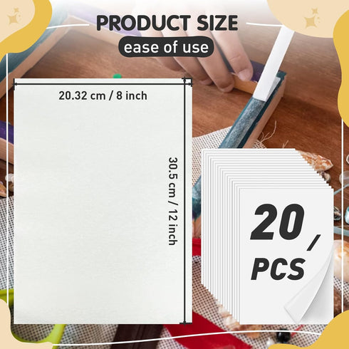Iron On Adhesive Sheets 20PCS, Heavy Weight Double-Sided Heat Melt Fabric Glue Sheet, A4 Size Fusible Adhesive Sheets, Press-on Patch Iron On Tape...