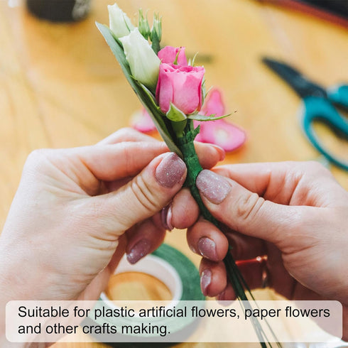 PATIKIL 28 Gauge 14" Floral Stem Wire, 100 Pcs Paper Wrapped Iron Artificial Flower Stem Accessories for DIY Bouquet Stem and Craft Decoration, Da...