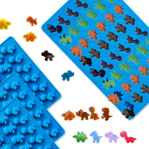 4Pcs Gummy Dinosaur Molds, Non-stick Silicone Candy Molds with 4 Droppers...