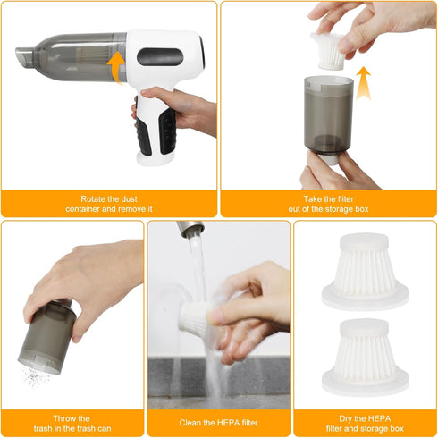 Car Vacuum Portable Cordless Handheld Vacuum Cleaner with Best Suction Mini Rechargeable Dust Busters for Car Office and Home Cleaning Car Interio...
