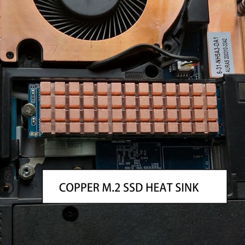 M.2 2280 SSD Heatsink Copper Kit, 67x18x4mm Cooler Heat Sink + Silicone Based Thermal Pad for Cooling M.2 SSD, NVME SSD, SSD...