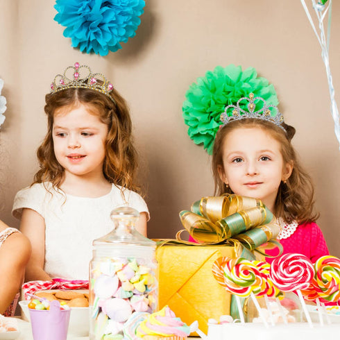 Lovelyshop Pink Gems Rhinestone Gold Tiara for Little Kid Big Kid Prom Birthday Princess Crown...