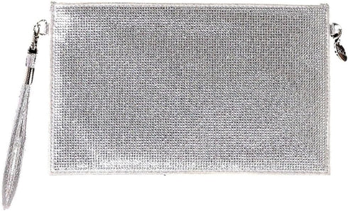 Boutique De FGG Silver Crystal Clutch Purse Envelope Evening Clutch Handbags Women's Wedding Party Messenger Bags...
