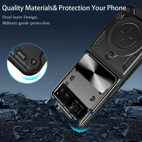 for Motorola razr 2023 Case/Moto Razr 2023 Case,Metal Ring Holder Stand Cover for Women Men,Razr 2023 Case Camera Protector,Full Protection Shockp...