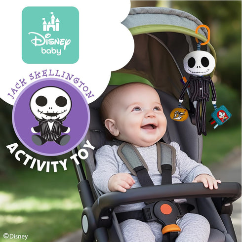 KIDS PREFERRED Disney Baby Nightmare Before Christmas Jack Skellington On The Go Activity Toy with Teether, On The Go Clip, Bell Chime, and Pull T...