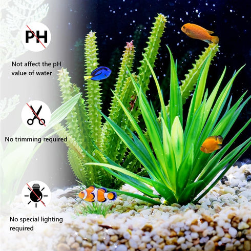 Emotionlite Aquarium Plants, Artificial Fish Tank Plastic Decorations Decor Plants Set Green 2 Packs...