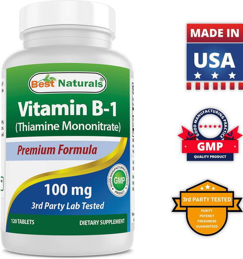 Best Naturals Vitamin B1 as Thiamine Mononitrate 100 mg 120 Tablets (120 Count (Pack of 1))...