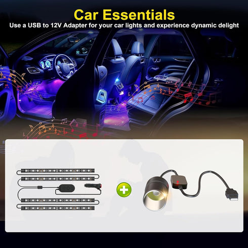 USB A to 12V Adapter, 2-Pack QC3.0 USB A to 12V Cigarette Lighter Adapter Quick Charger Male to 12V Cigarette Lighter Socket Female Cable for Dash...