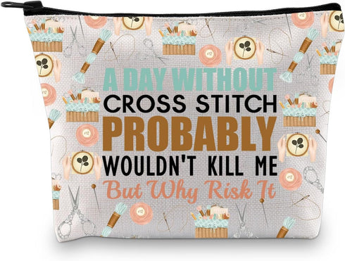 Gzrlyf Cross Stitch Kit Makeup Bag Sewing Cross Stitching Lover Gift Crafter Cross Stitch Project Cosmetic Bag (WITHOUT CROSS STITCH)...