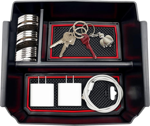 Compatible with Jeep Wrangler JK and JKU Accessories 2011-2018 Center Console Organizer Tray (Red)...