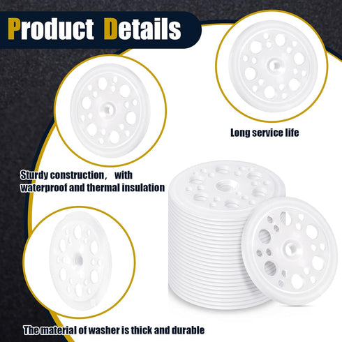 Taiyin 45 mm Plastic Washers Load Spreading Polypropylene Washers for Fixing and Supporting Rigid Foam Insulation Foam Board Load Spreading for Sc...
