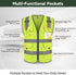 Safety Vest for Men High Visibility Vest with 9 Pockets, Hi Vis Reflective Vest with Reflective Strips, Reflective Vest for Men Construction, Meet...