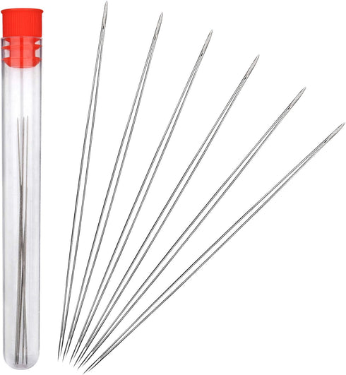 Shappy 6 Pieces Big Eye Beading Needles with Needle Bottle (3 inch)...