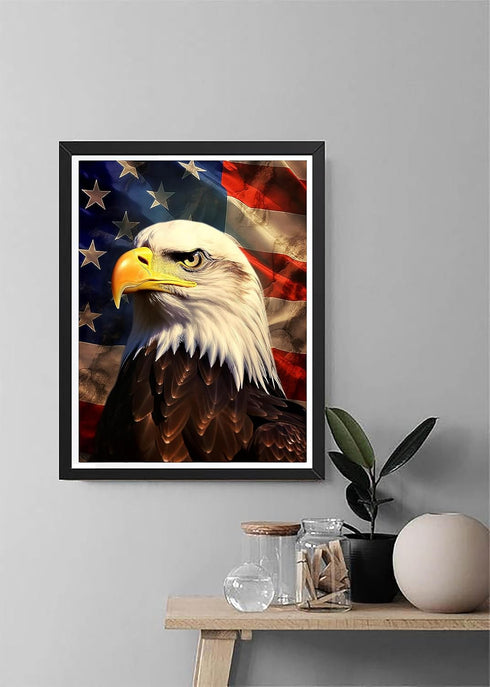 Diymood Paint by Numbers for Adults Eagle, DIY Oil Painting American Flag Acrylic Paint by Number Kits for Adults Beginner for Home Wall Decor 16x...