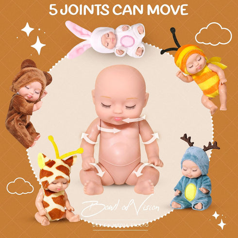 6 Sets 4 Inch Dolls Mini Reborn Baby Dolls,Realistic Baby Doll Set for Girls Boys Toddlers and Kids 3+ (A)...
