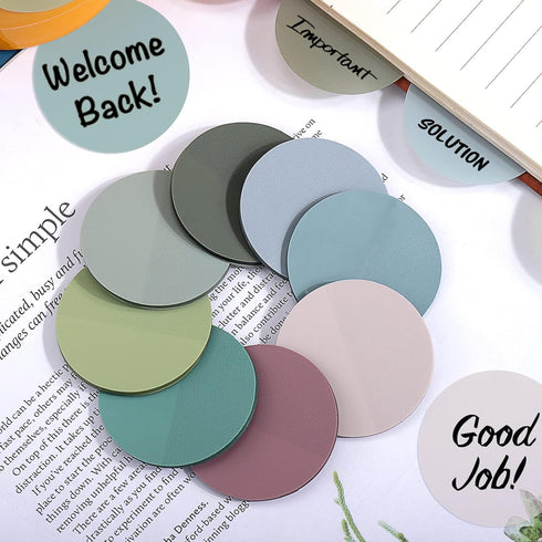 Juome Transparent Sticky Notes, 400Pcs Morandi Cute Round Clear Sticky Tabs, Translucent Book Markers Page Flags Stickers, Bible Journaling Access...