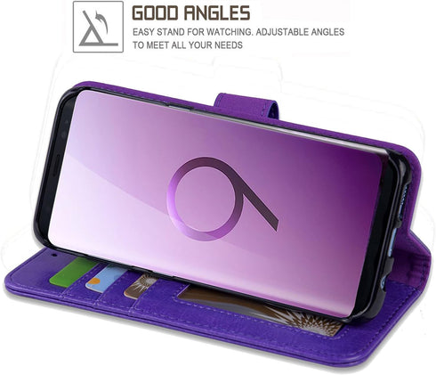 Wallet Case Compatible with Samsung Galaxy S9, Purple, Card Slots & Kickstand...