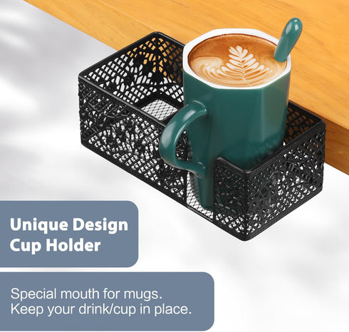 Desk Organizer Clip on Desk Cup Holder Pencil Holder for Desk Storage Beverages Phone Holder Desk Organizer and Accessories Office School Home...